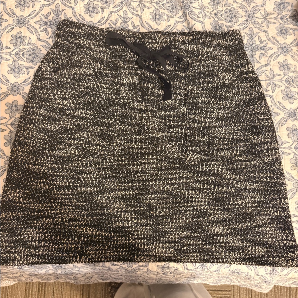 LOFT Monochrome Tweed Skirt with Bow